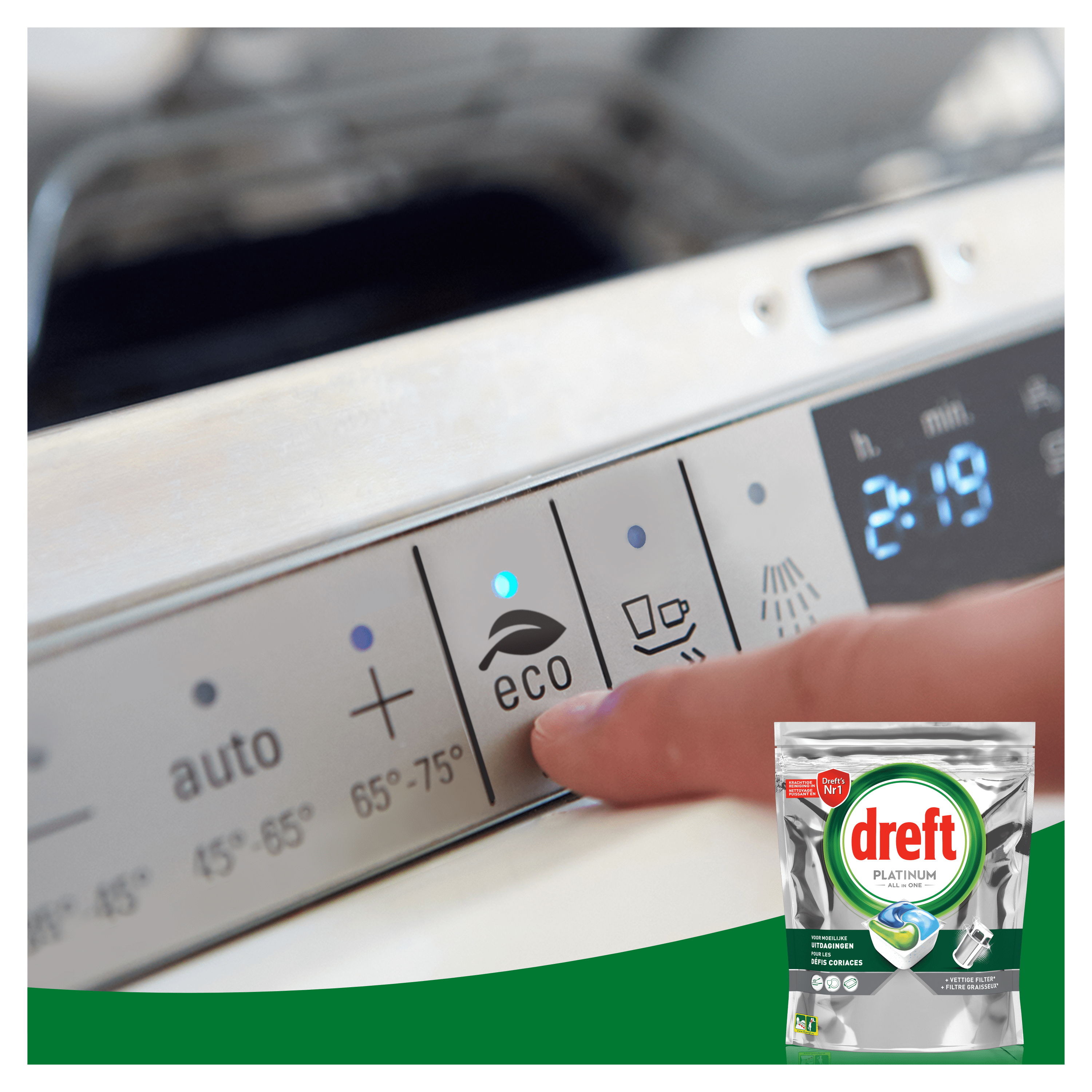 Gebruik Dreft Platinum met eco stand vaatwasser