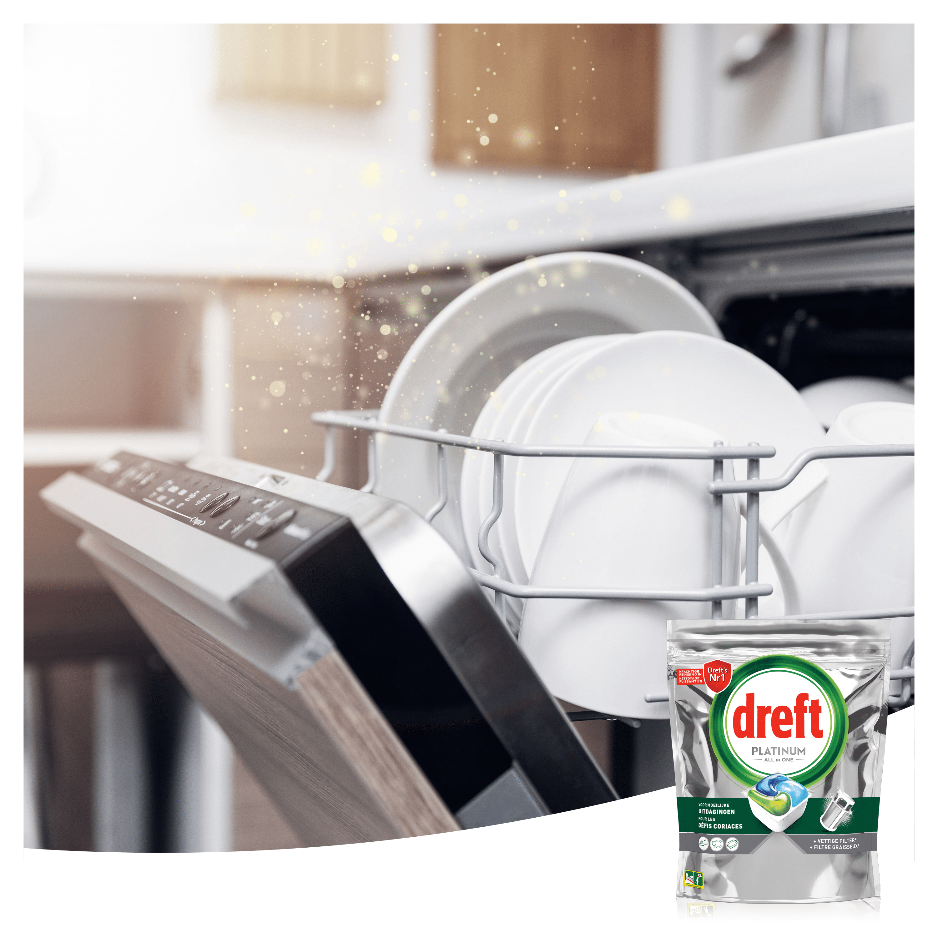 Schone vaat door Dreft Platinum