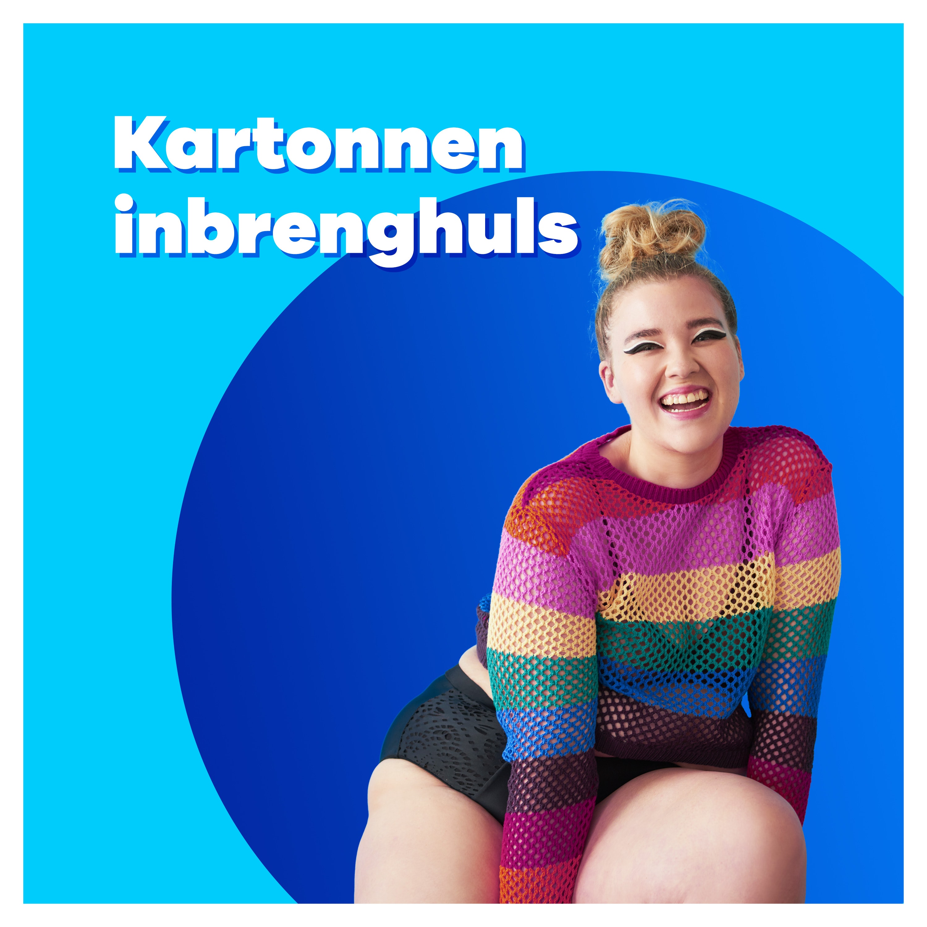 Blije vrouw met tekst 'Kartonnen inbrenghuls'
