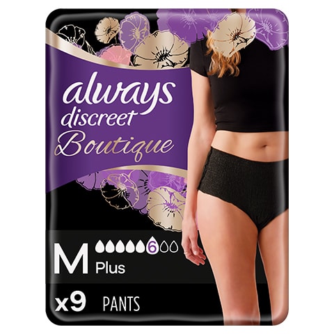 Always Discreet Boutique Incontinence Pants Low-Rise Medium Black X9