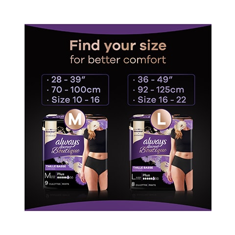 Always Discreet Boutique Incontinence Pants Low-Rise Large Black X8