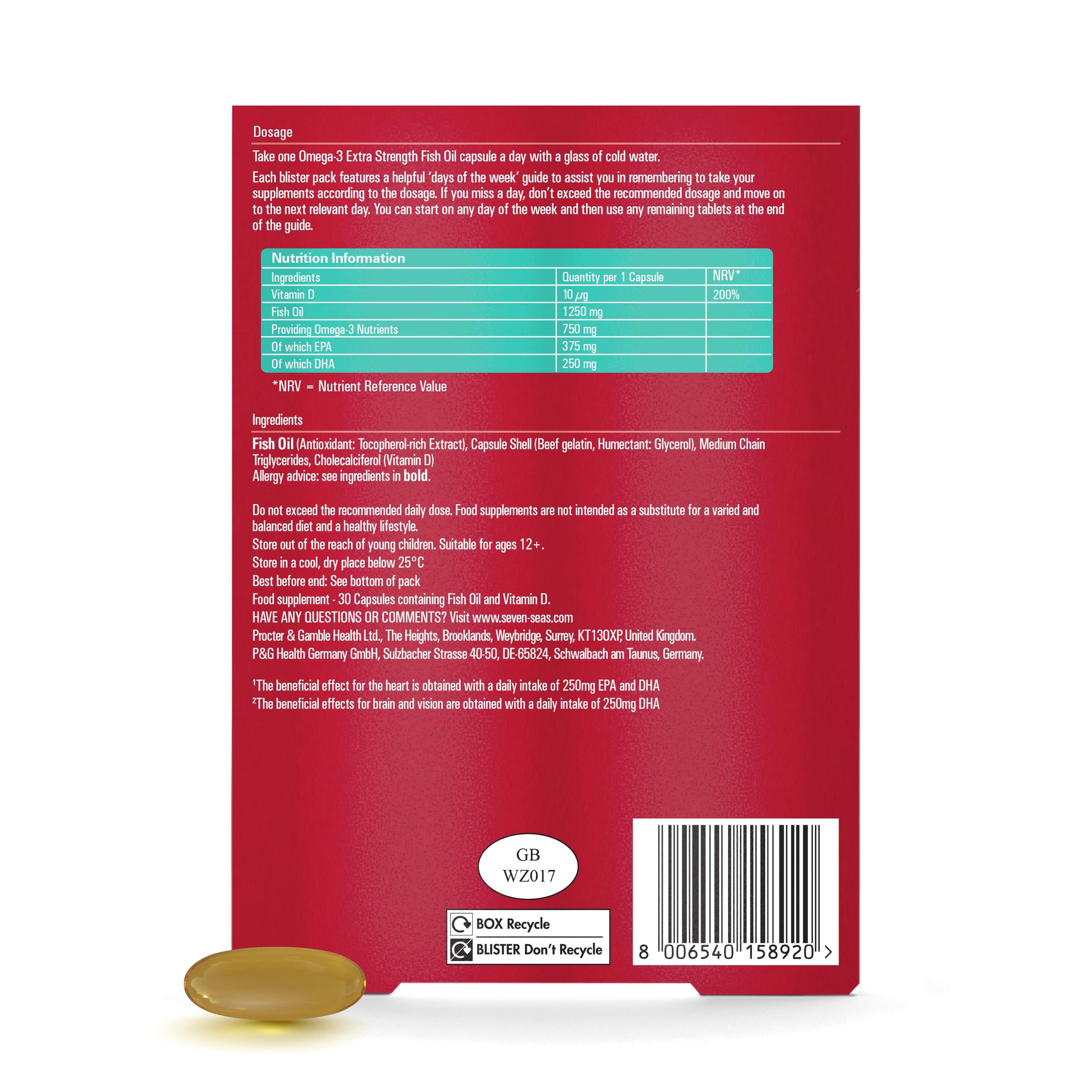 Seven Seas Omega-3 Fish Oil, Extra Strength with Vitamin D