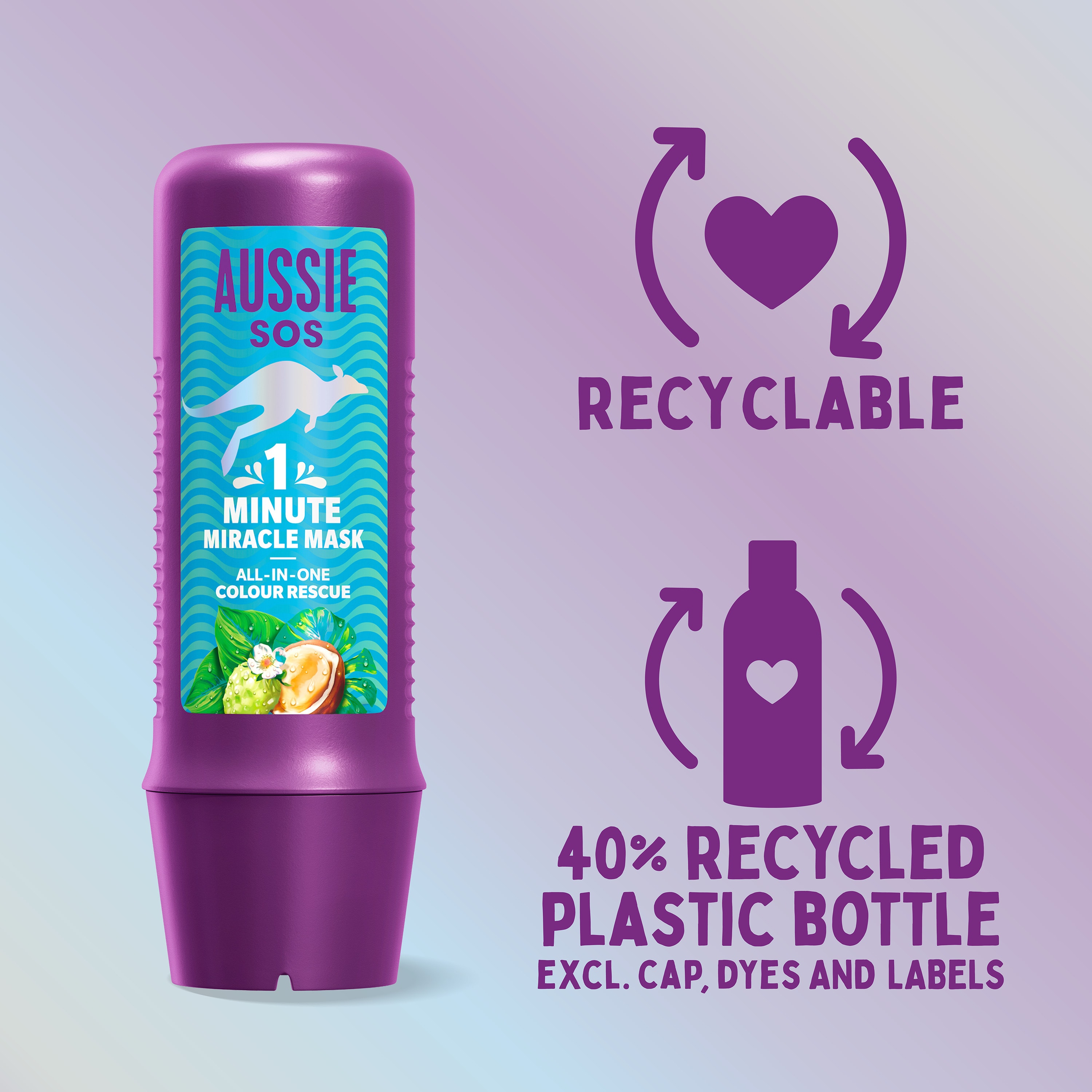 Aussie SOS 1 Minute Miracle Colour Rescue Mask 250ml to Deeply Nourish Dry Coloured Hair