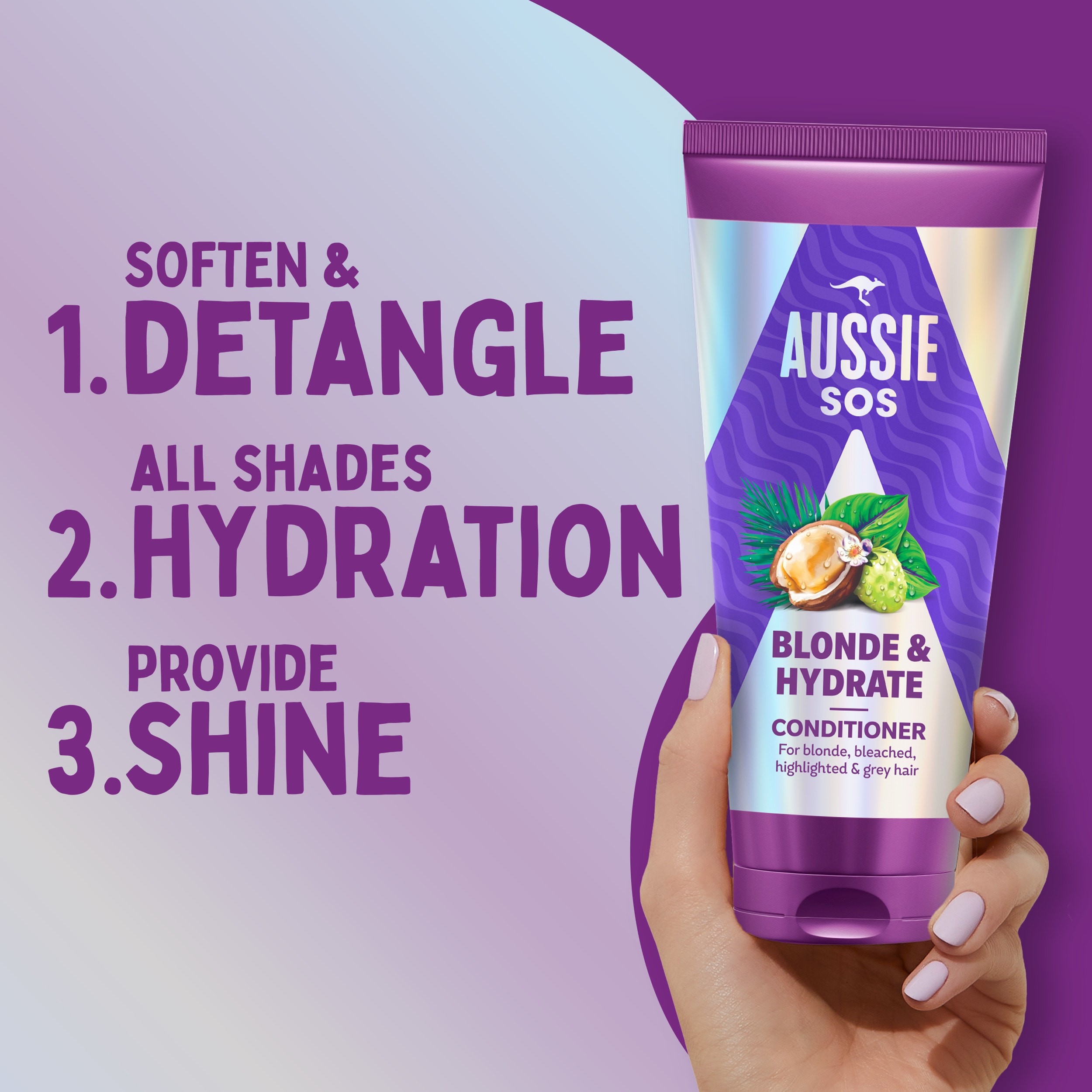 Aussie SOS Blonde & Hydrate Conditioner 200ml for Bleached, Highlighted and Grey Hair