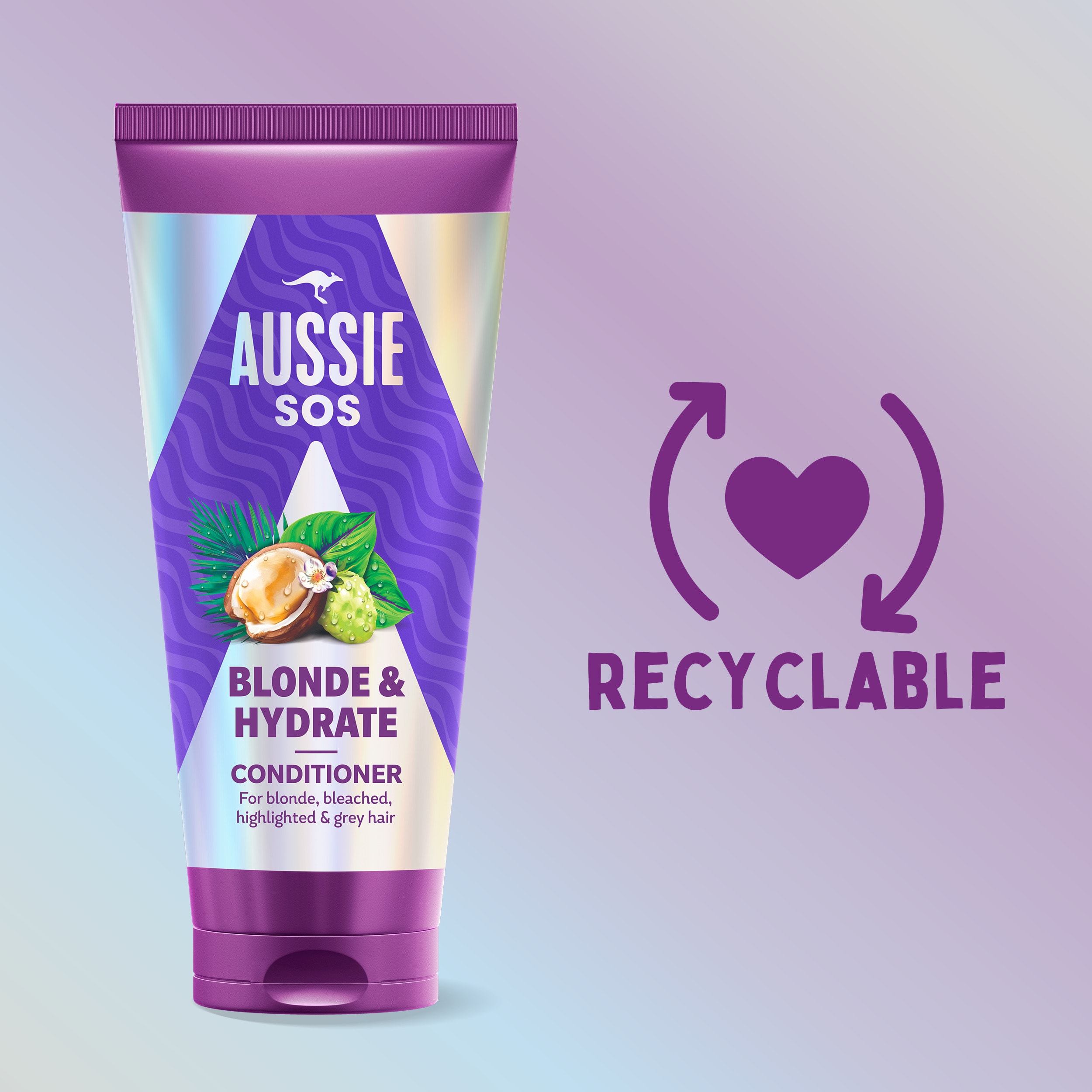 Aussie SOS Blonde & Hydrate Conditioner 200ml for Bleached, Highlighted and Grey Hair