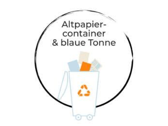 Papier recyceln Grafik 1: Altpapier in blauer Tonne.
