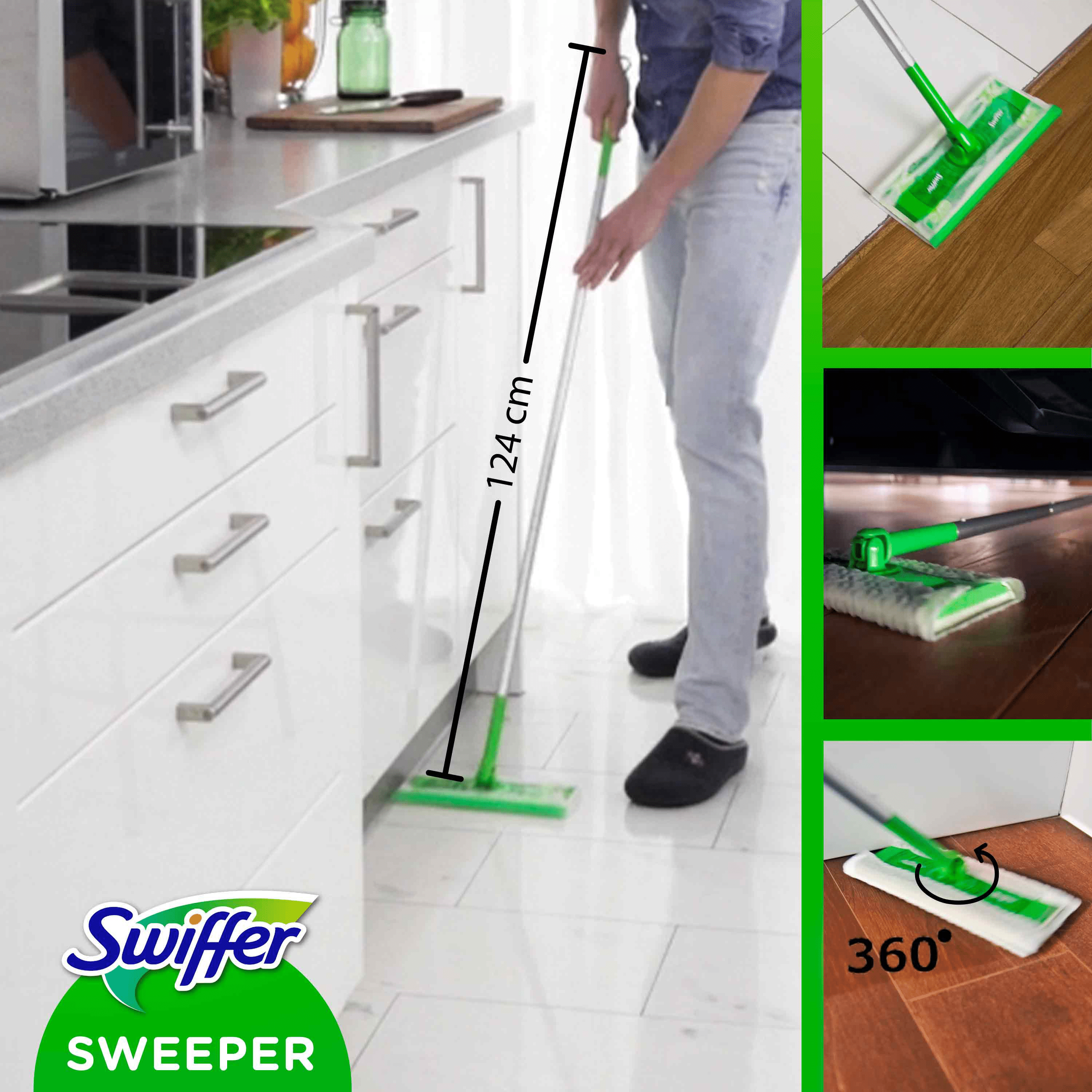 Swiffer kit de démarrage nettoyage des sols, vert, blanc 