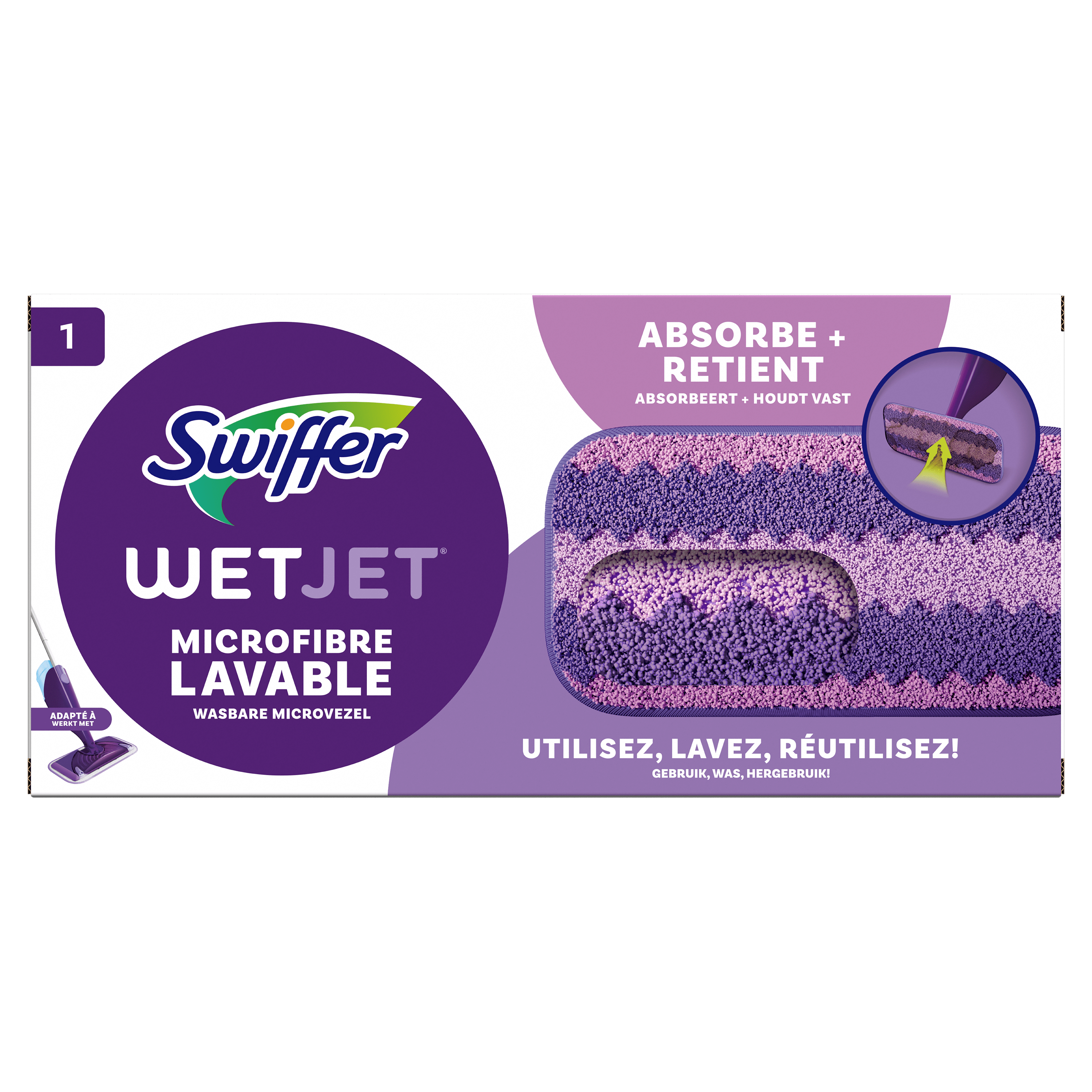 Remplacement Lingettes Reutilisable pour Swiffer WetJet Spray Balais  Lavables en Microfibre pour le Nettoyage des Sols,Bleu (4pcs),Starlight