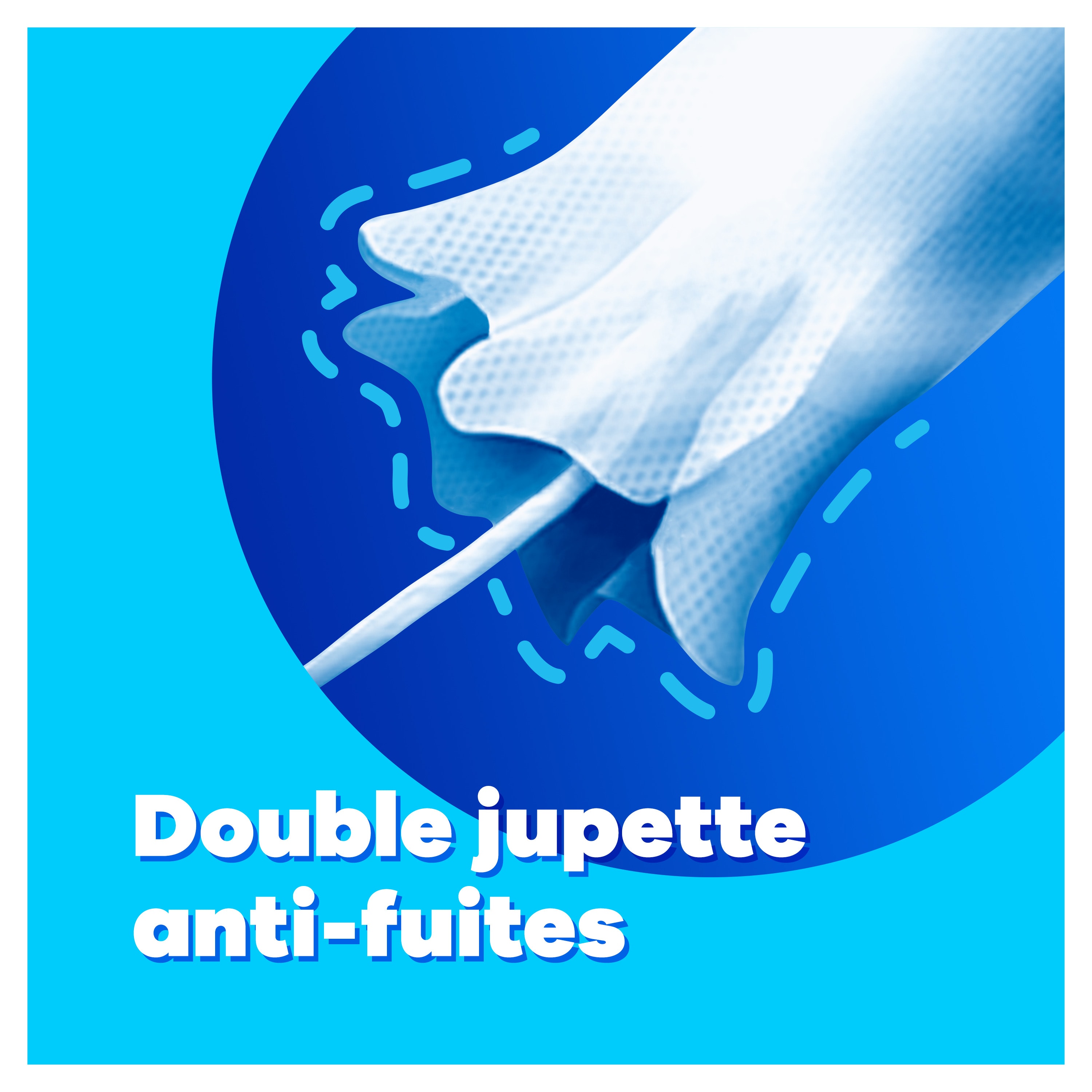 Double jupette anti-fuites - image d'un tampon avec zoom sur la jupette.
