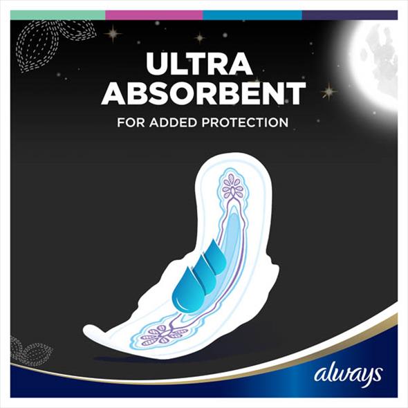 Always Ultra Sanitary Towels Secure Night Size 4 With Wings