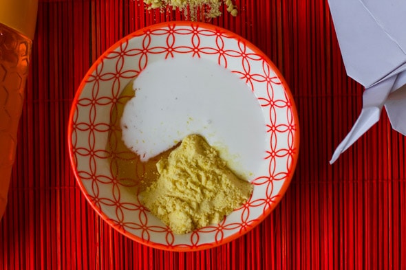Ingrediënten kokosmelk en honing masker