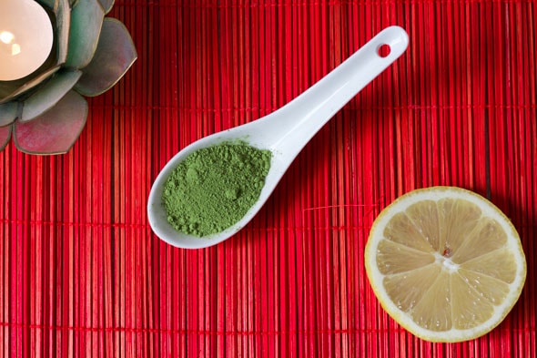 Ingrediënten matcha en citroen masker