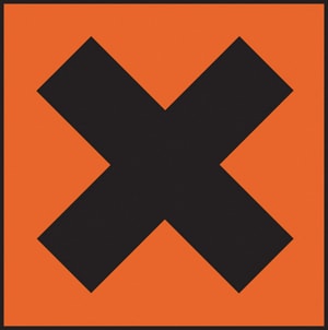 Sigle orange avec une grosse croix noire au milieu