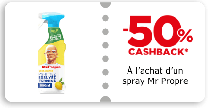-50% cashback à l'achat d'un spray Mr Propre