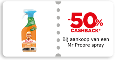 -50% cashback Bij aankoop van een Mr Propre spray