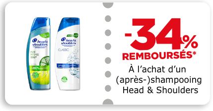 -34% remboursés à l'achat d'un (après) shampoing Head & Shoulders 