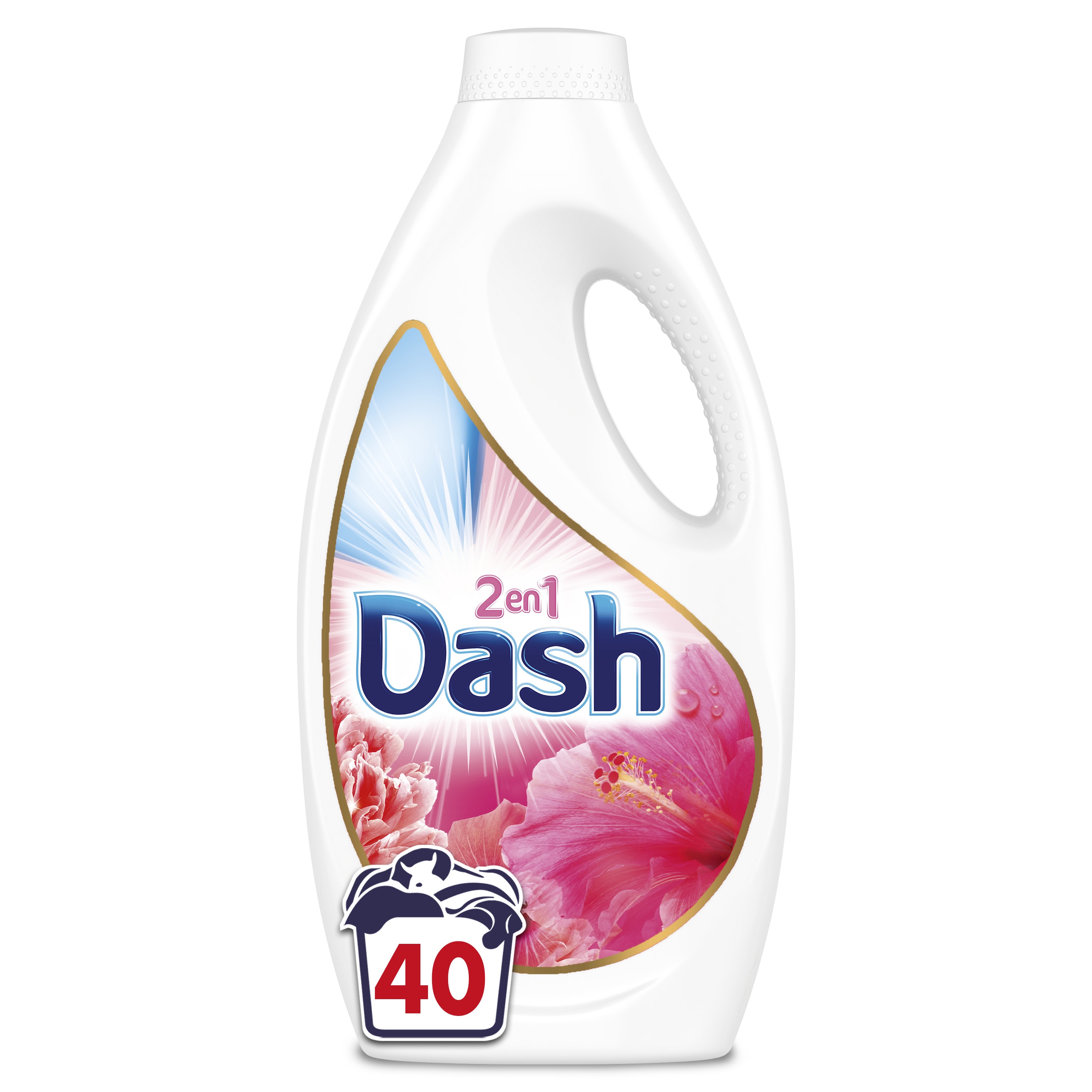 Dash 2en1 Lessive Liquide 5x40 Lavages, Pivoine et Hibiscus