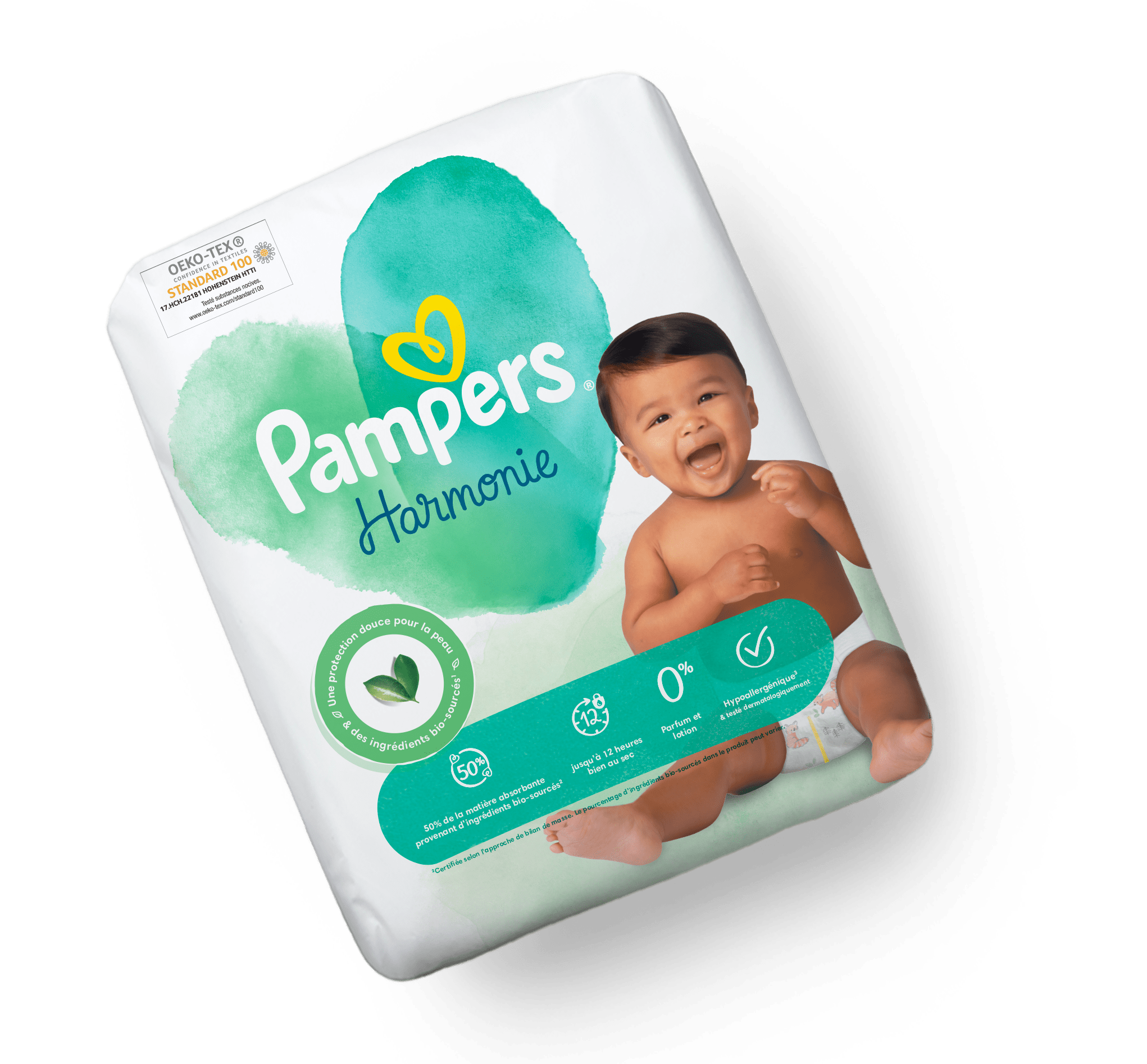 Pampers Harmonie 24 Couches Taille 1 - Protection 12h Bio-Sourcé - Pharma360
