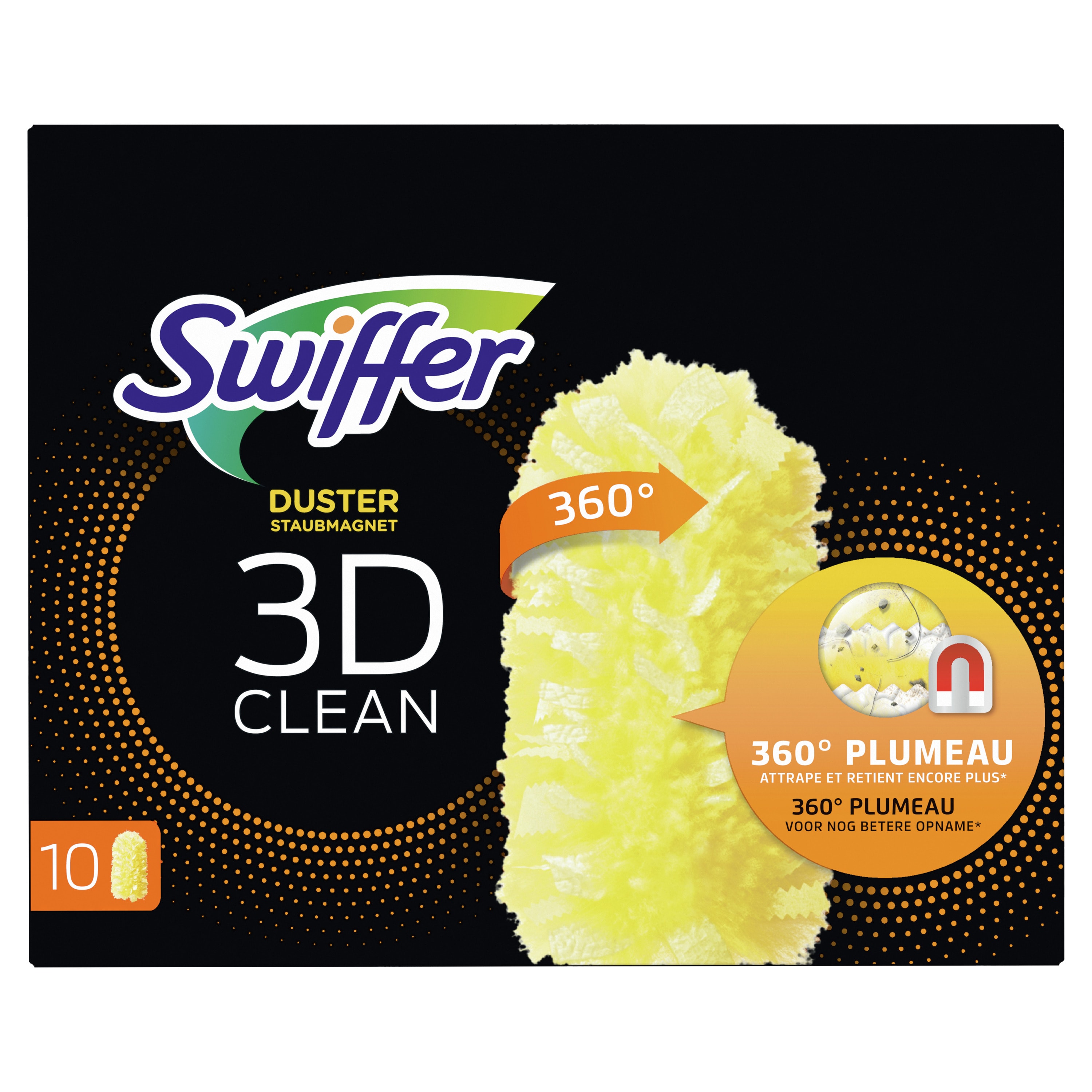 Kit de démarrage Swiffer 3D Clean : 1 Balai, 4 Lingettes Sèches Et