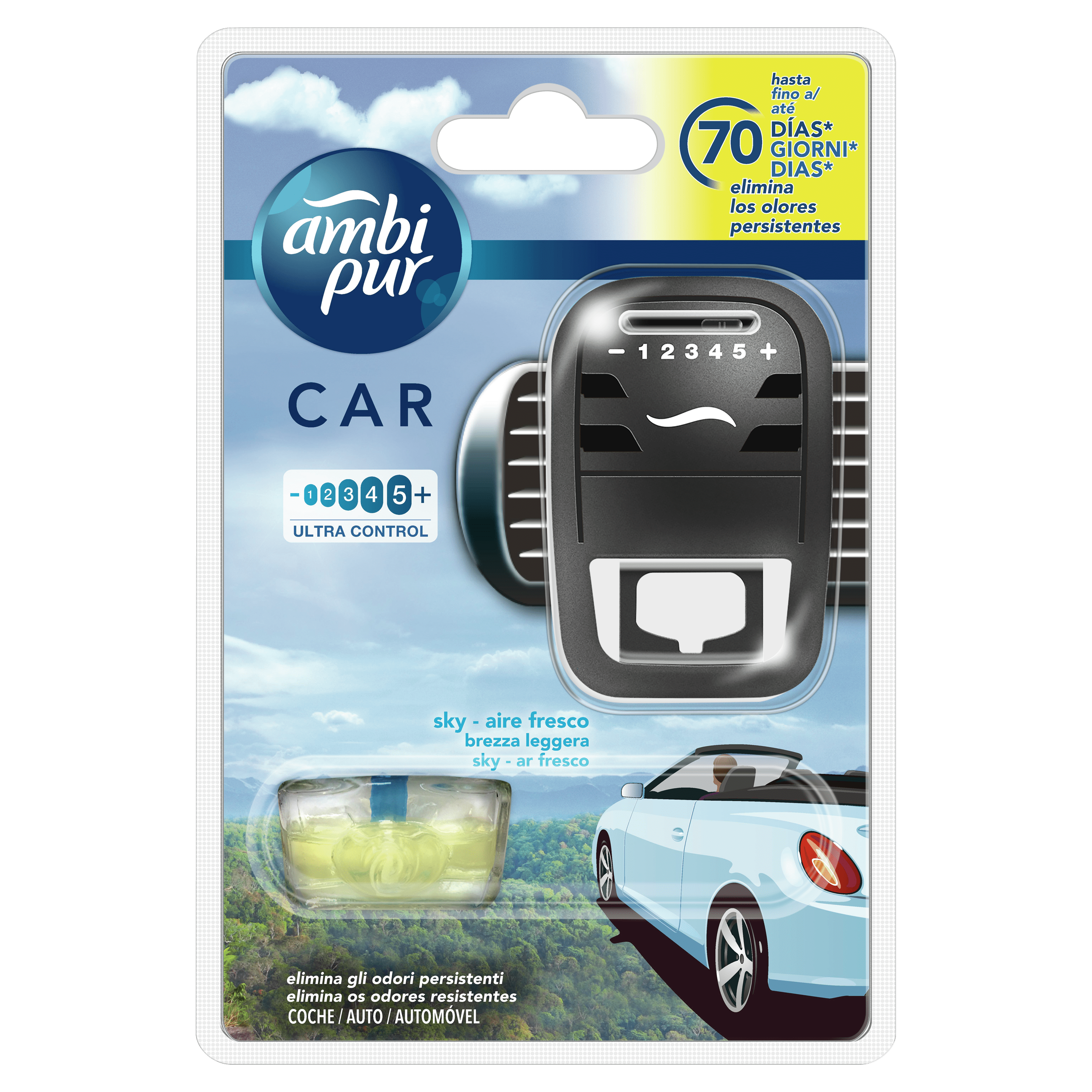 3 pz AMBIPUR CAR Frutti Tropicali deodorante profumo auto diffusore +  ricarica