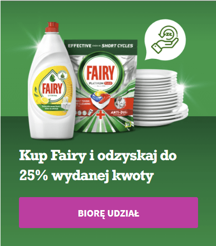 Kup Fairy i odzyskaj do 25% wydanej kwoty