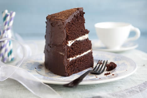 A perfect piece of birthday chocolate cake