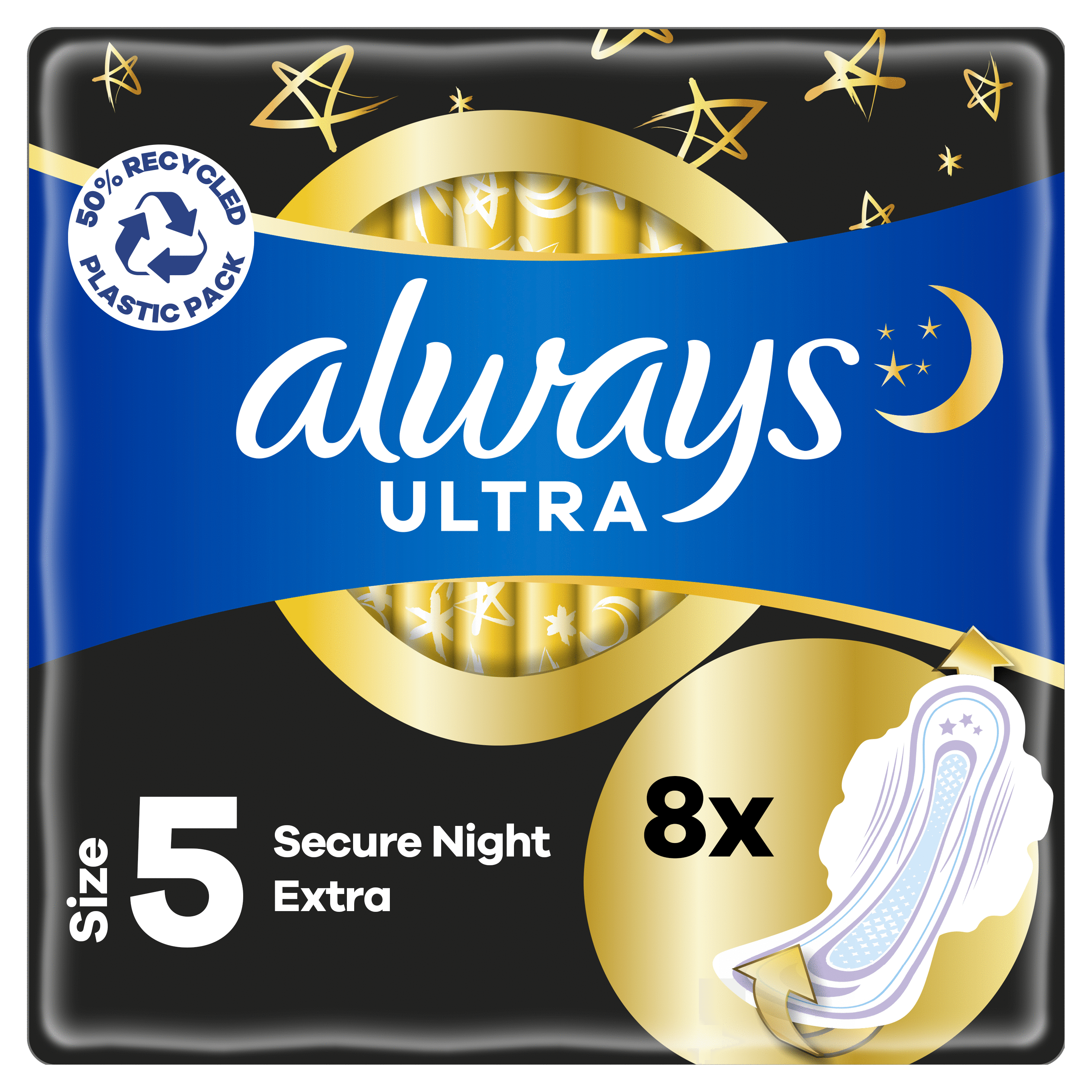 Always Ultra Size 5 Night Period Pads with wings