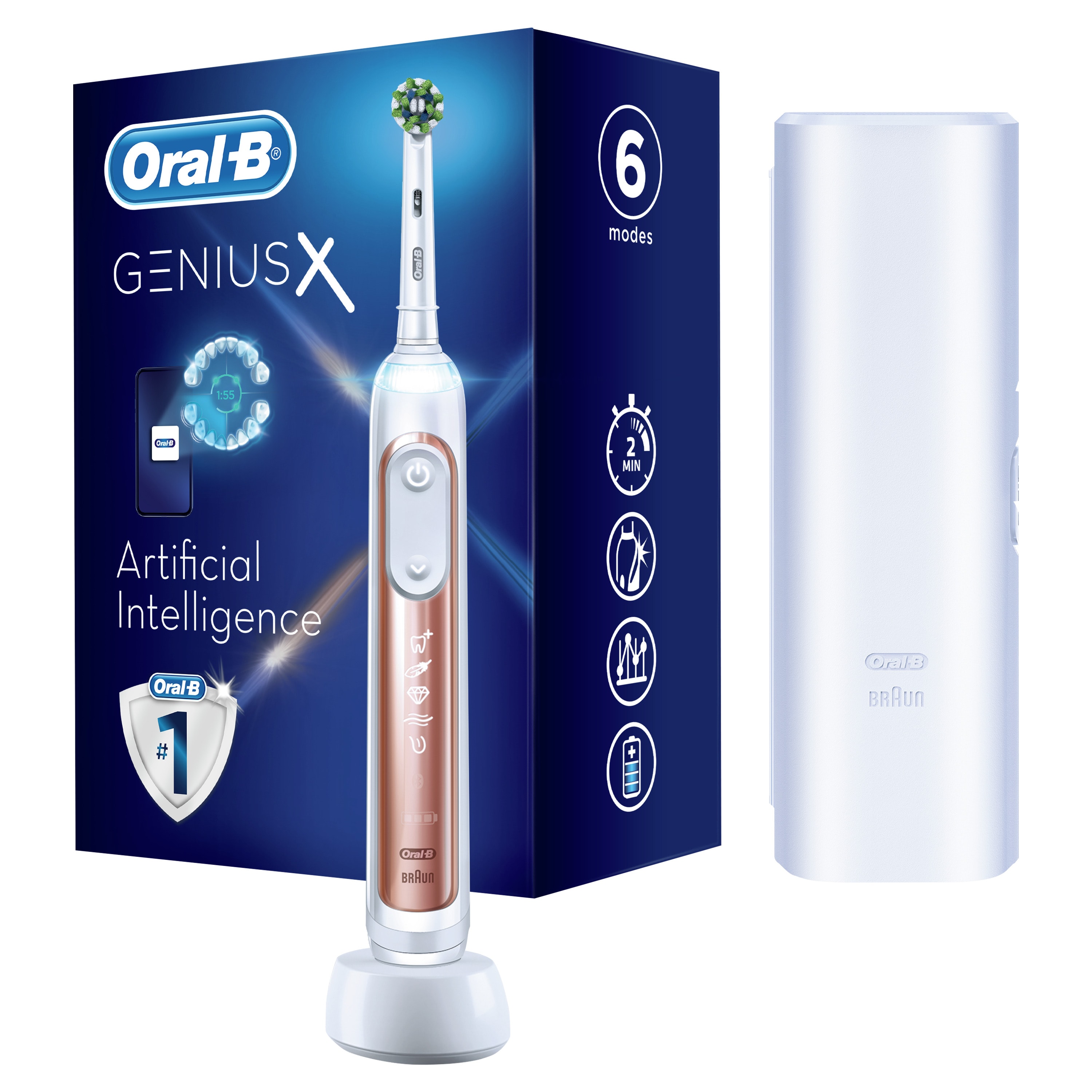 Oral-B Genius X Rose Gold electric toothbrush (+ Travel Case)