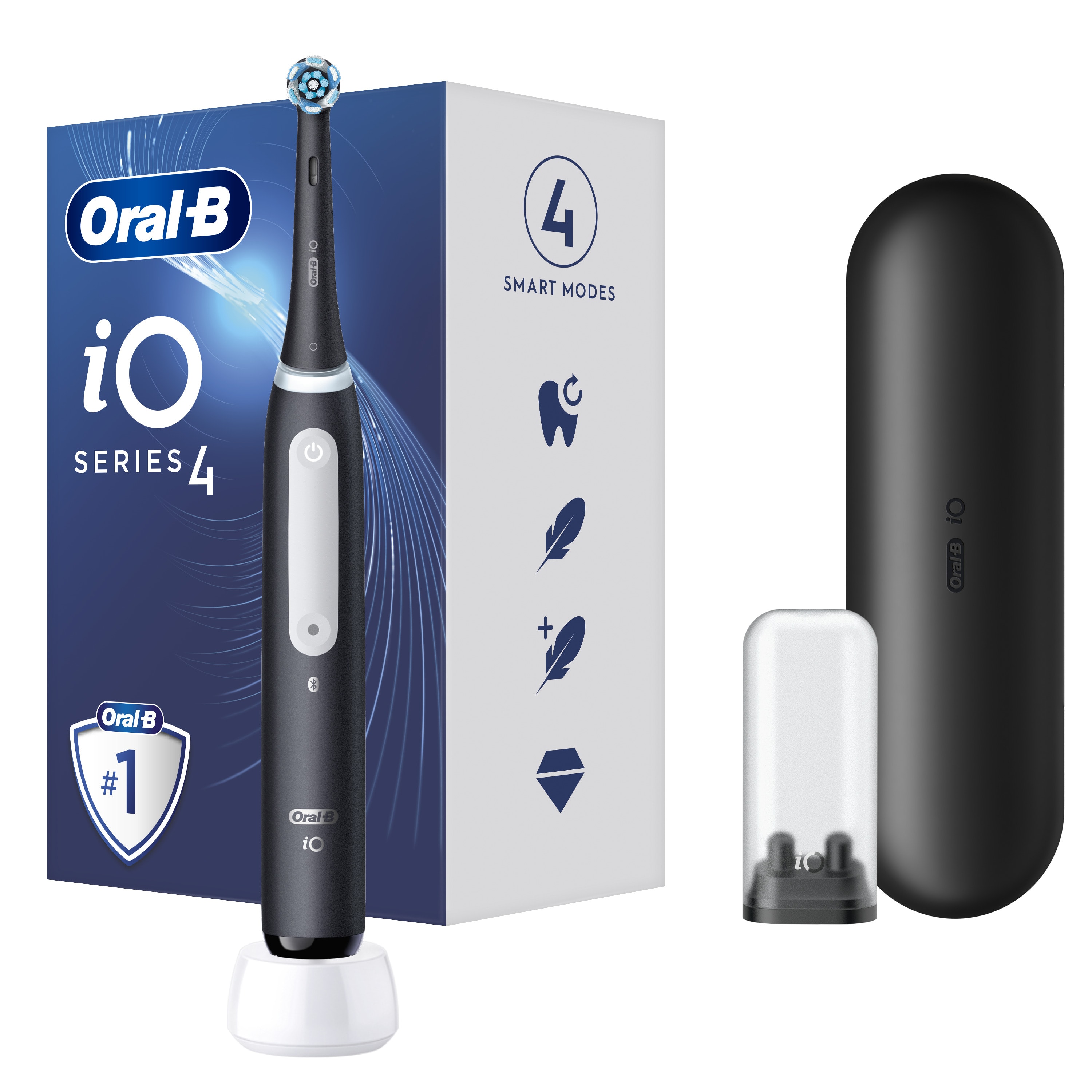 OralB iO4 Matt Black Electric Toothbrush with Travel Case