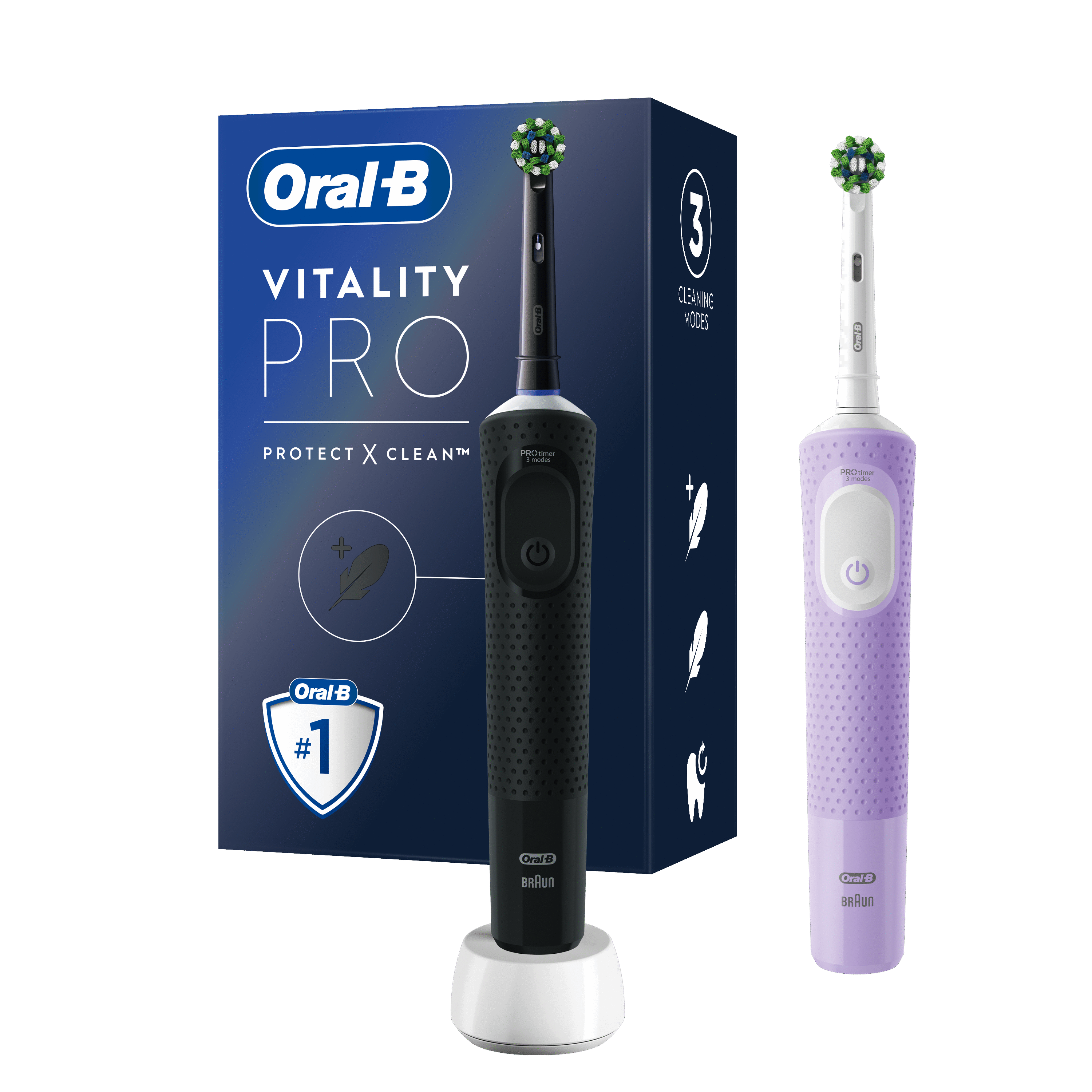 Oral-B Vitality PRO Black & Lilac Electric Toothbrushes