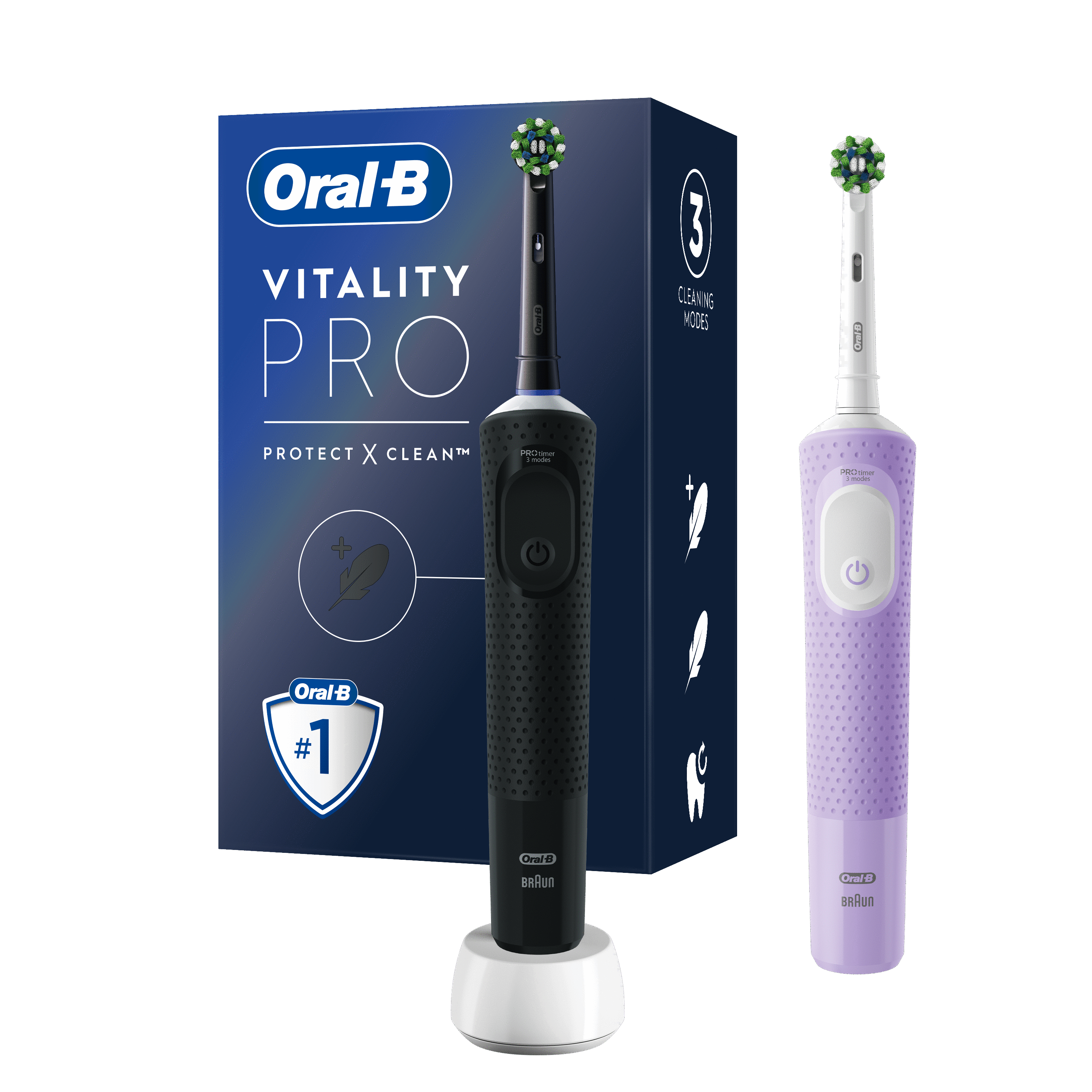 Pathologisch Aanvankelijk Vaccineren Oral-B Vitality PRO Black & Lilac Electric Toothbrushes