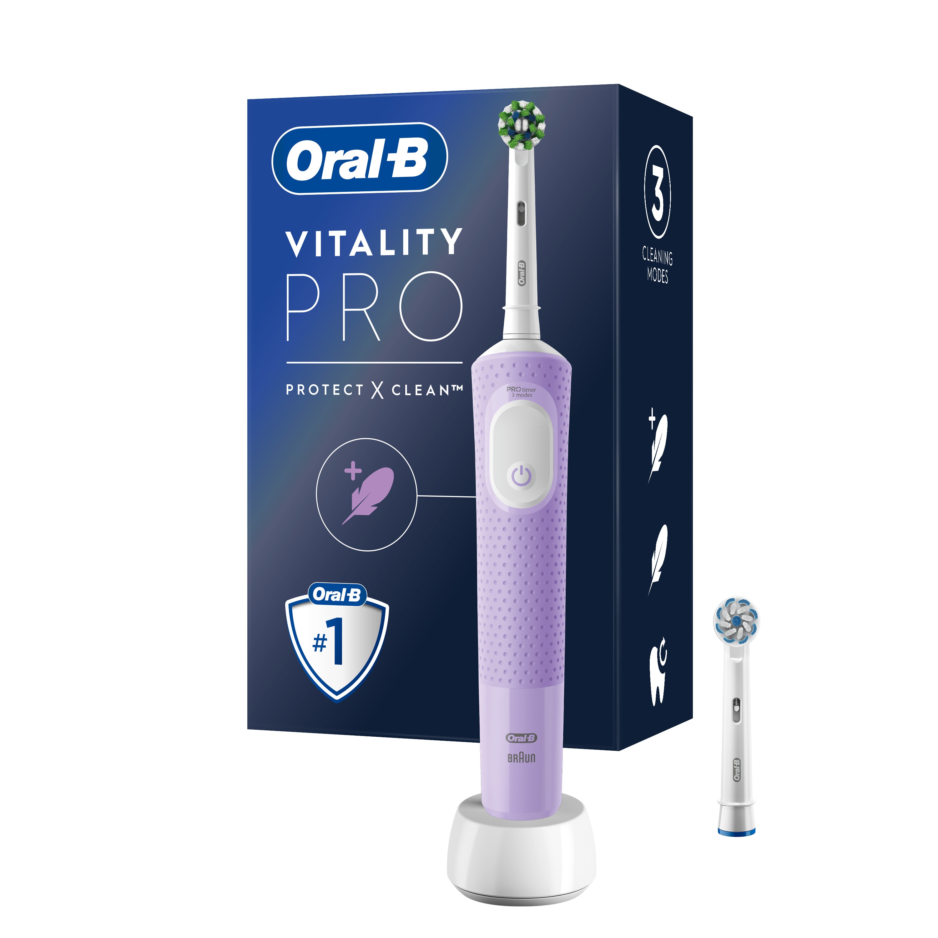 Buy Oral-B Vitality Pro Protect X Clean Box Electric Toothbrush Lilac Mist  · World Wide