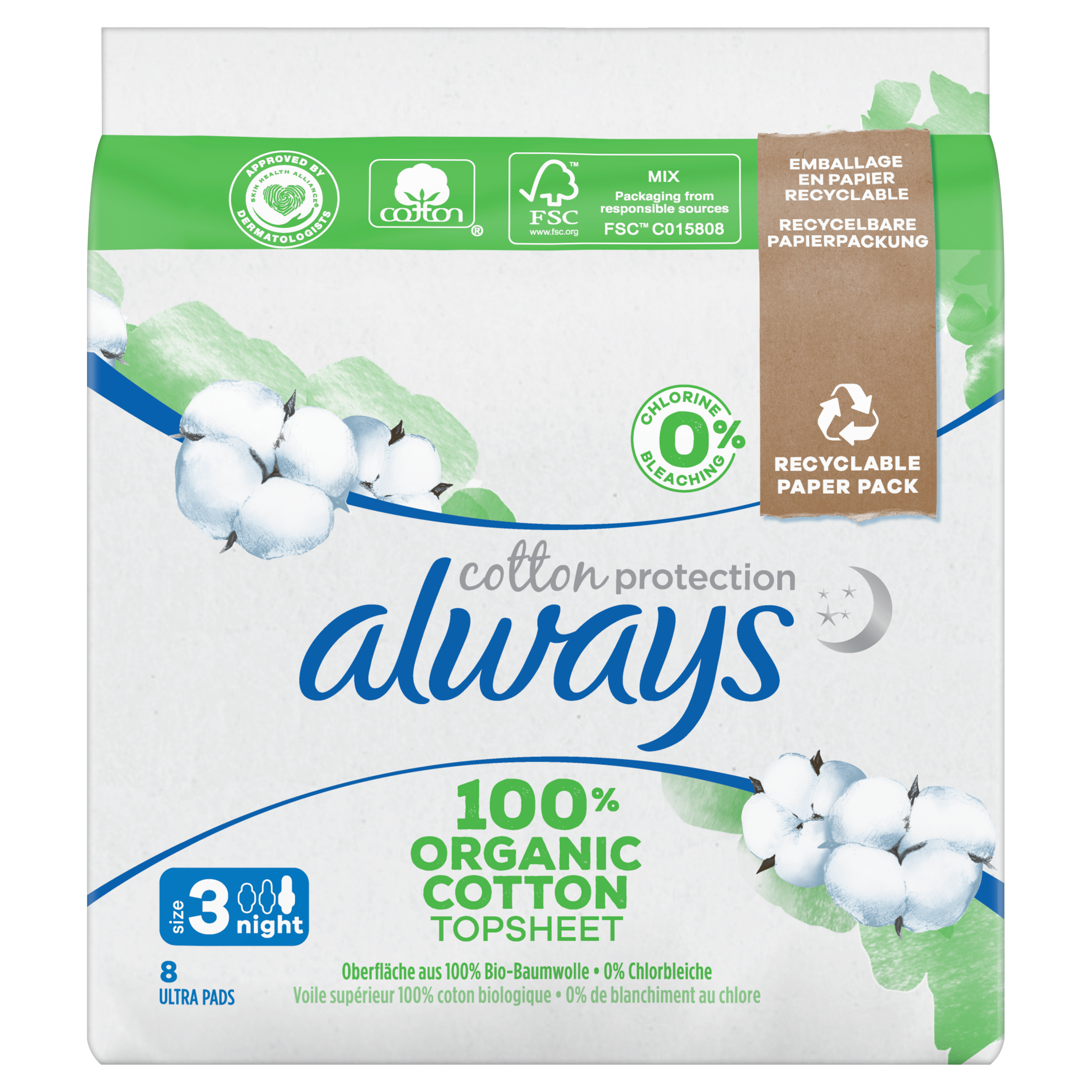 Always Cotton Protection Ultra Size 3 Period Pads with wings