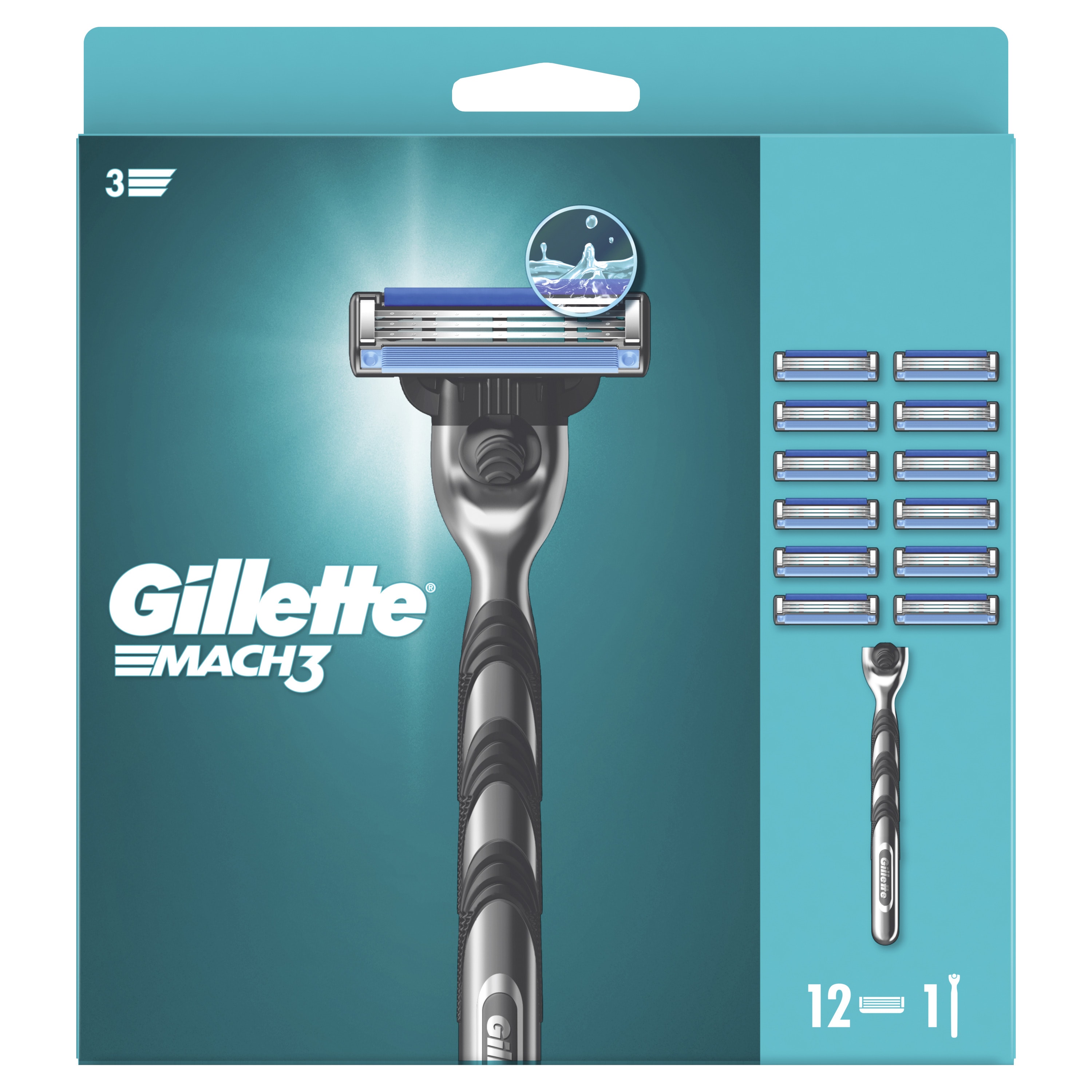 Gillette Mach 3 Value Pack, Razor + 11 Razor Blades